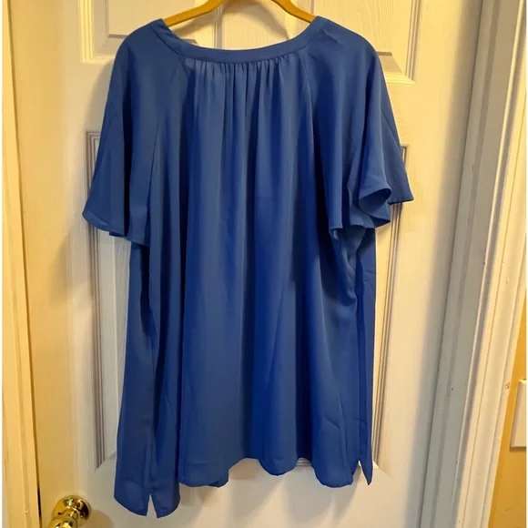 2X Blue Apt. 9 Brand New Top With Tags Flutter Short Sleeve Button Down Blouse - Picture 8 of 10